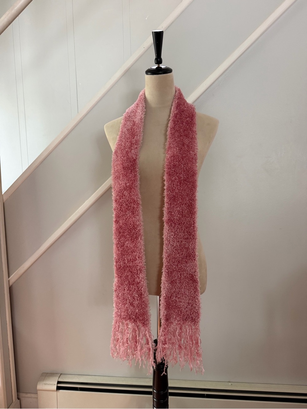 Limited Too Y2K Pink Fuzzy Eyelash Knit Scarf Fringe Soft Cozy One Size Girls